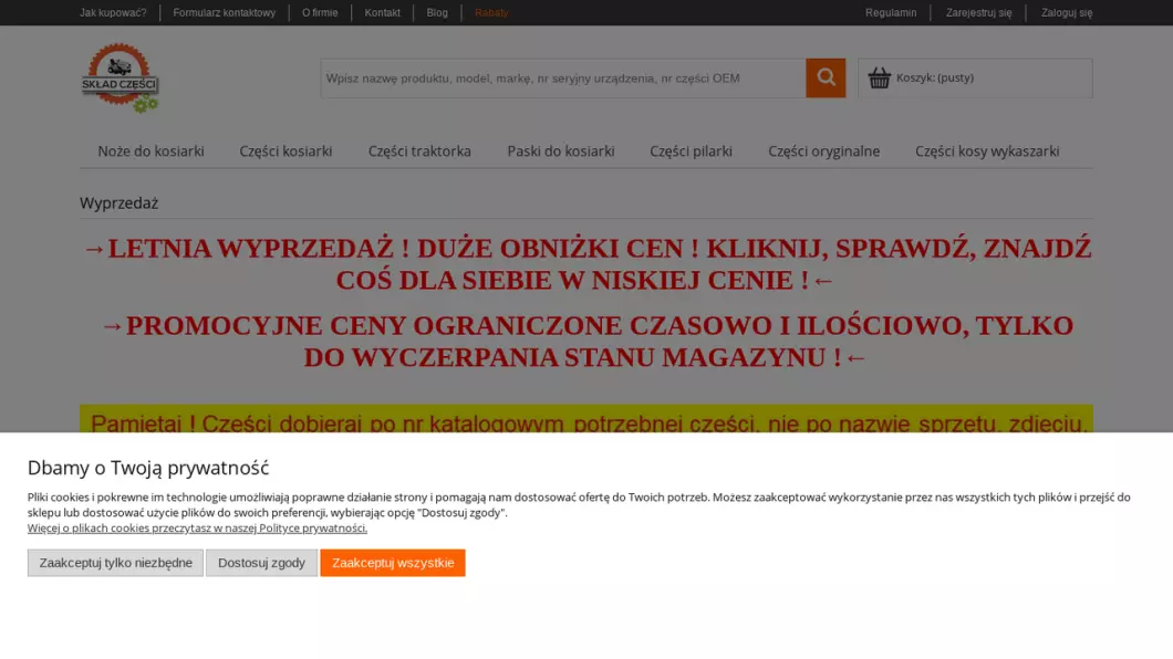 Części zamienne do kosiarek, pilarek | Sklep internetowy Skład Części